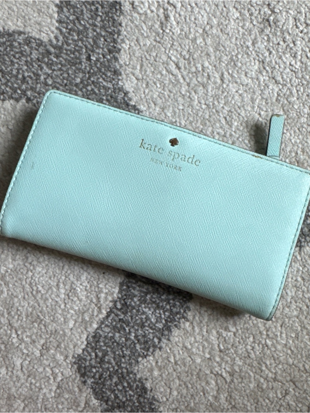 kate spade mint zip-around wallet with gold logo